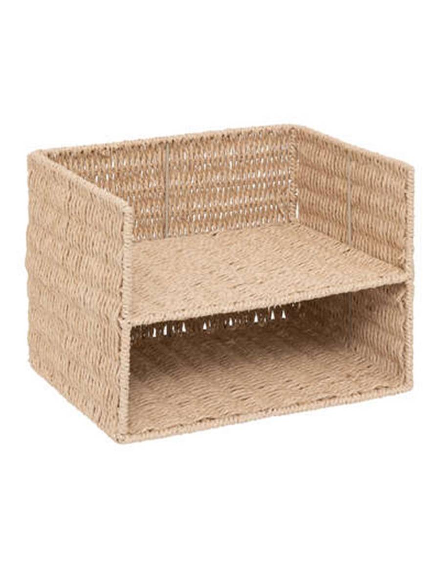 Ράφι διπλό γραφείου τεχν.RAFFIA φυσικό 32x24x25cm