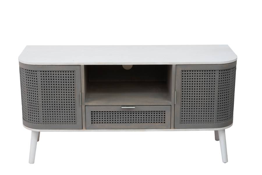 ΕΠΙΠΛΟ ΤΗΕΛΩΡΑΣΗΣ ΓΚΡΙ ΛΕΥΚΟ ΜΕ ΡΑΤΑΝ ΚΑΙ ΜΕΤΑΛΛΙΚΑ ΧΕΡΟΥΛΙΑ 115Χ37Χ58ΕΚ