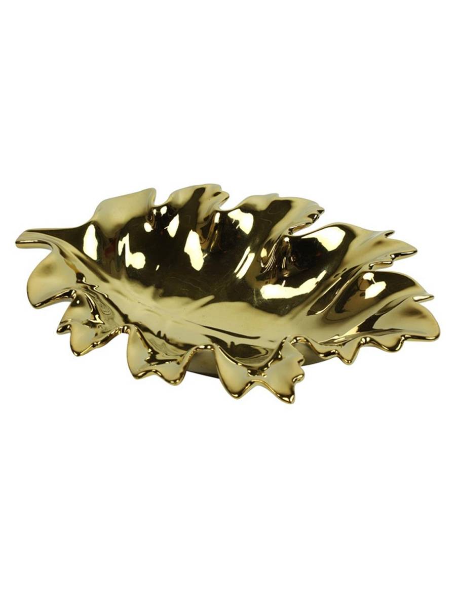 Πιατέλα χρυσή σχ.φύλλο 24,5Χ18Χ5cm