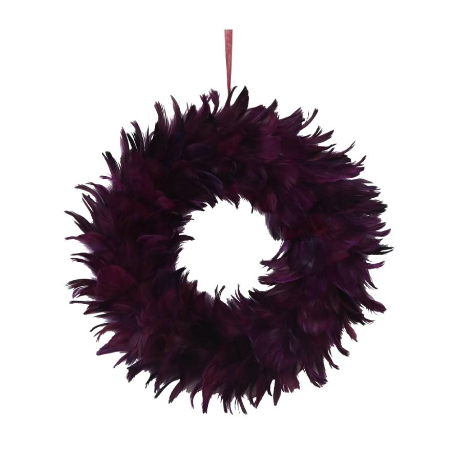 XMAS GRAPE 1 ΚΡΕΜΑΣΤΟ ΣΤΕΦΑΝΙ ΜΕ ΦΤΕΡΑ POLYFOAM ΦΤΕΡΟ ΜΩΒ 40x40xH8cm