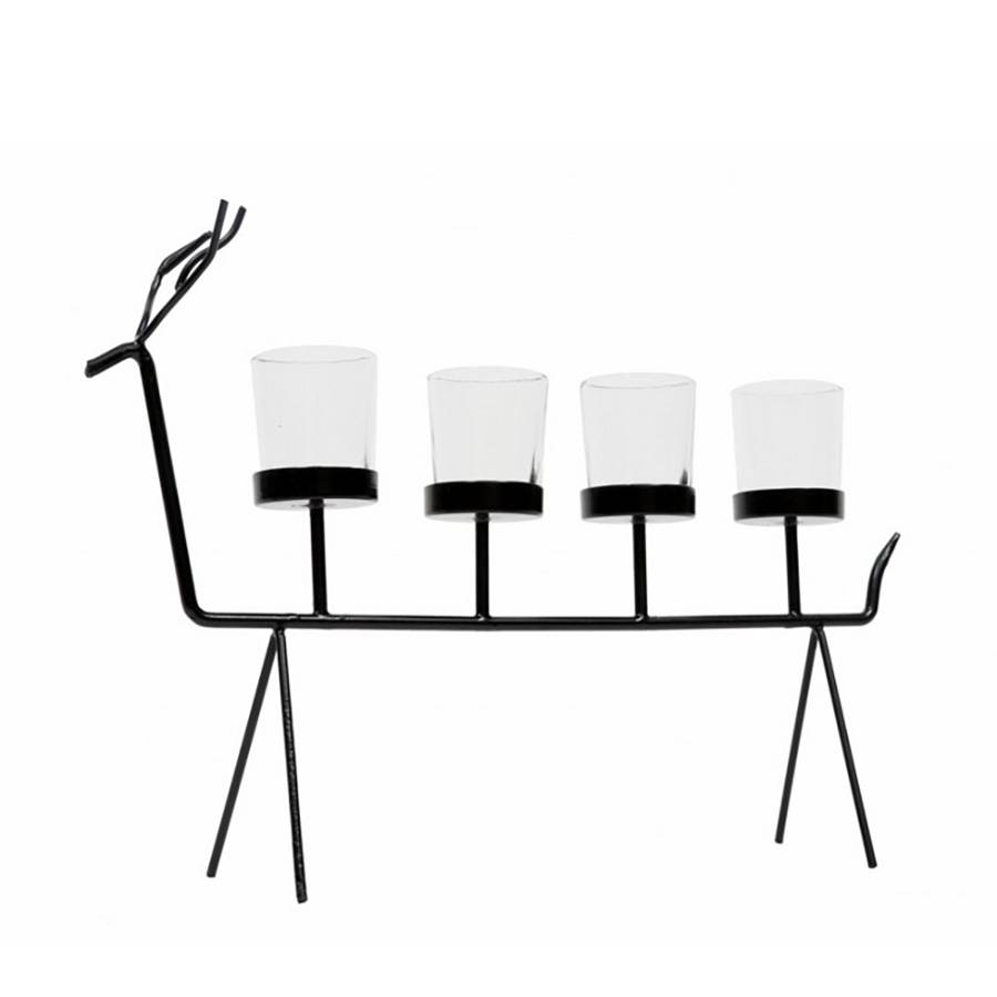 XMAS KABU ΚΗΡΟΠΗΓΙΟ ΣΙΔΕΡΟ ΓΥΑΛΙ ΜΑΥΡΟ ΔΙΑΦΑΝΟ 27x9xH39cm