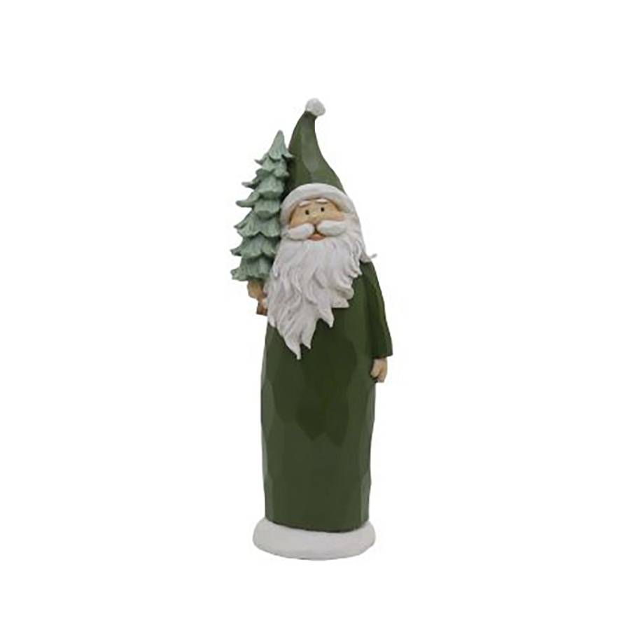 XMAS DASHER B ΑΓΙΟΣ ΒΑΣΙΛΗΣ POLYRESIN ΠΡΑΣΙΝΟ ΛΕΥΚΟ 15x12xH38,5cm