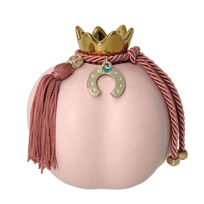 ΚΕΡΑΜΙΚΟ ΡΟΔΙ ΜΕΓΑΛΟ ΡΟΖ/ΧΡΥΣΟ ΣΤΟΛΙΣΜΕΝΟ ΧΡΥΣΟ ΠΕΤΑΛΟ ΣΑΠΙΟ ΜΗΛΟ ΦΟΥΝΤΑ - Φ12.3x13cm