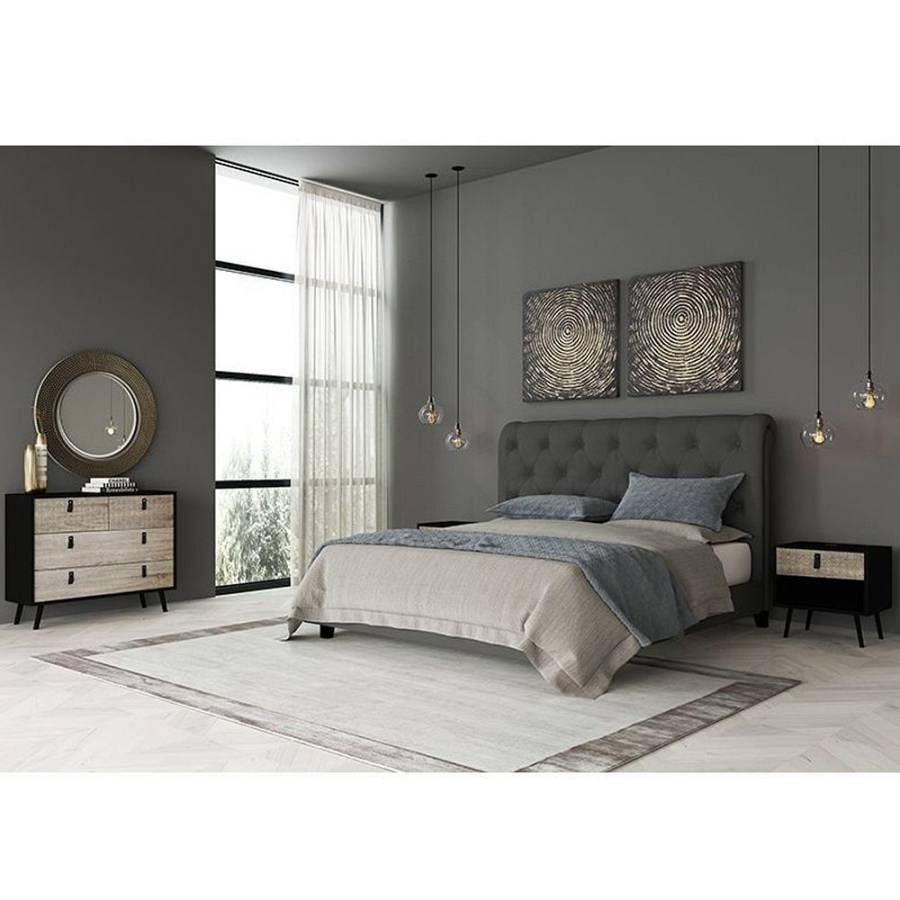 OMNIA ΣΥΡΤΑΡΙΕΡΑ ΜΑΥΡΟ SONOMA ΜΕ PATTERN 98,5x39xH81,5cm