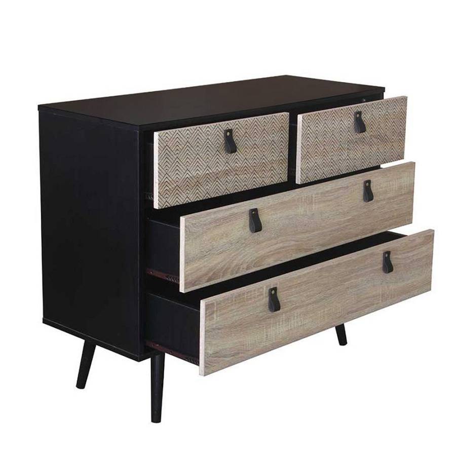 OMNIA ΣΥΡΤΑΡΙΕΡΑ ΜΑΥΡΟ SONOMA ΜΕ PATTERN 98,5x39xH81,5cm