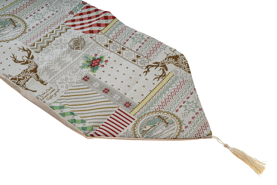 ΧΡΙΣΤΟΥΓΕΝΝΙΑΤΙΚΟ ΡΑΝΕΡ ΓΚΡΙ ΚΟΚΚΙΝΟ ΓΥΑΛΙΣΤΕΡΟ ΜΕ ΔΙΑΦΟΡΕΣ ΠΑΡΑΣΤΑΣΕΙΣ ΜΙΞ 35Χ180ΕΚ