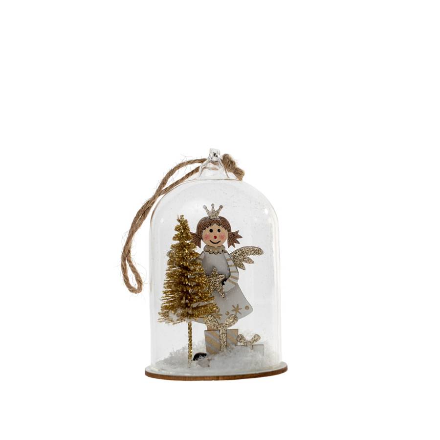 ΧΡΙΣΤΟΥΓΕΝΝΙΑΤΙΚΗ ΔΙΑΚΟΣΜΗΤΙΚΗ ΓΥΑΛΙΝΗ ΚΑΜΠΑΝΑ ΜΕ ΣΥΝΘΕΣΗ ΜΕΣΑ 6,5Χ6,5Χ10,5ΕΚ