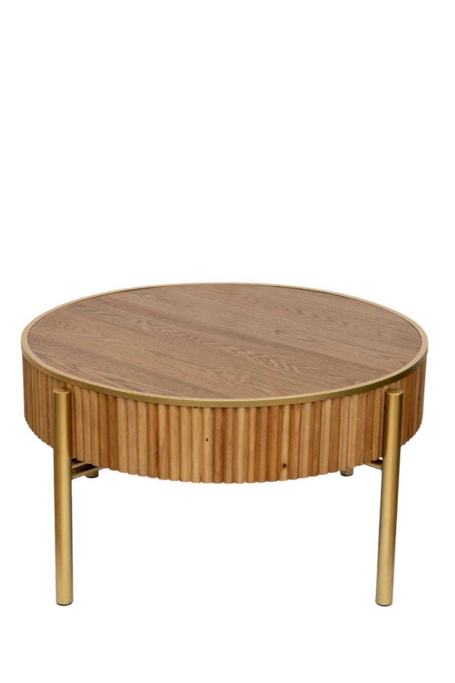 ΤΡΑΠΕΖΙ ΣΤΡΟΓΓΥΛΟ ΚΑΦΕ ΜΕ ΧΡΥΣΑ ΠΟΔΙΑ 80Χ80Χ44ΕΚ