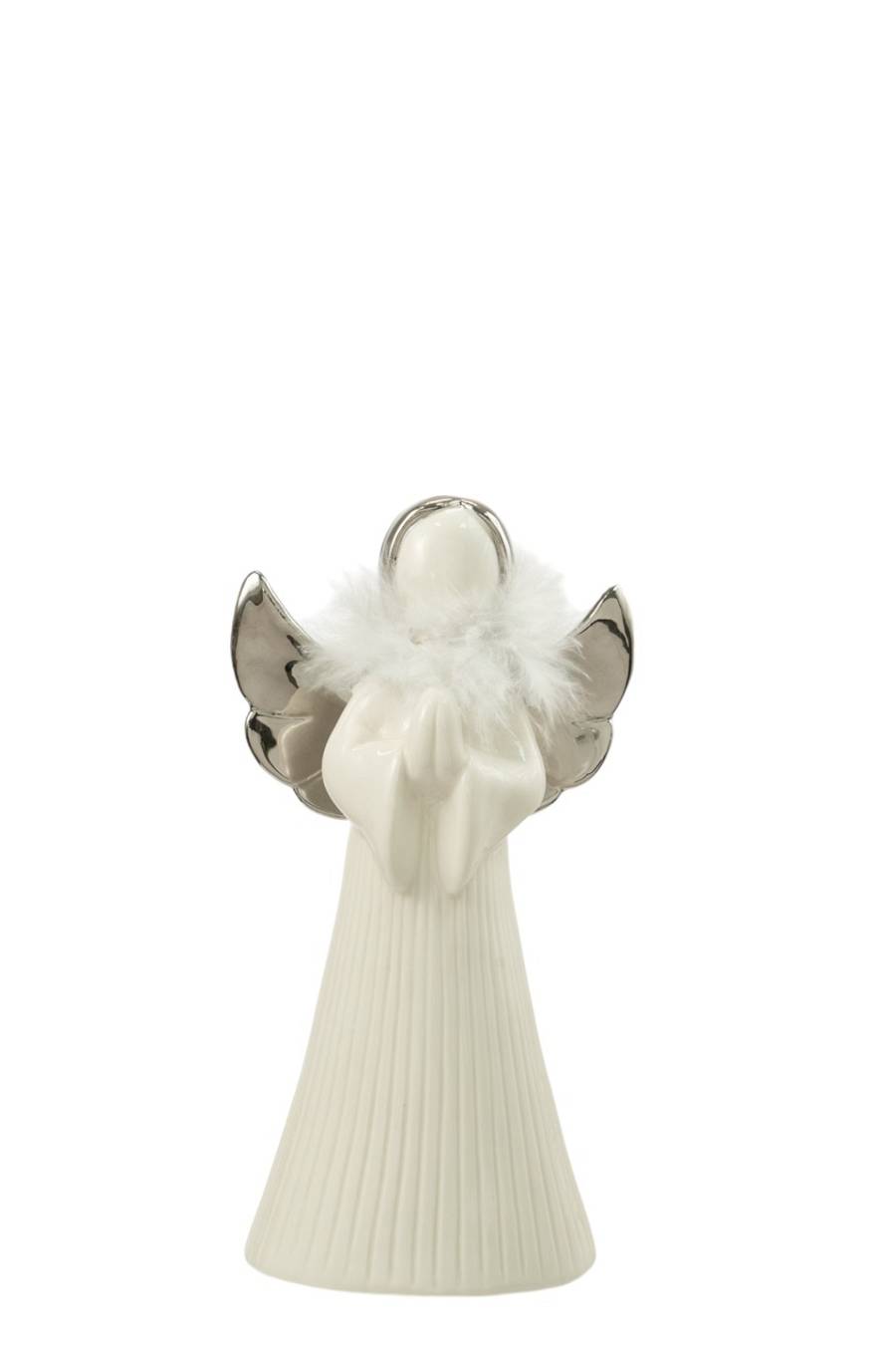 ΧΡΙΣΤΟΥΓΕΝΝΙΑΤΙΚΟΣ ΚΕΡΑΜΙΚΟΣ ΑΓΓΕΛΟΣ ΜΕ ΛΕΥΚΟ ΠΟΥΠΟΥΛΟ  ΛΕΥΚΟΣ ΑΣΗΜΙ 11,5Χ7,8Χ21,5ΕΚ