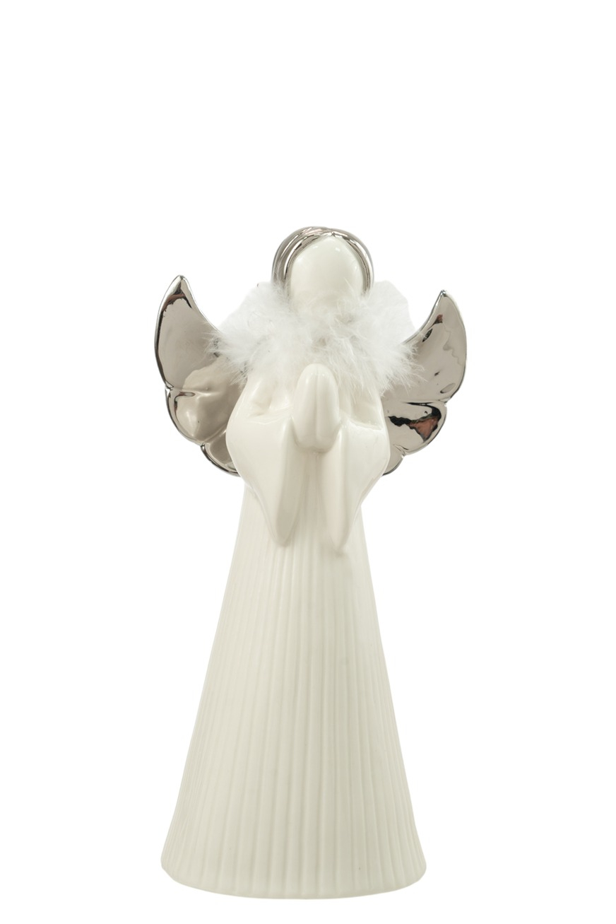 ΧΡΙΣΤΟΥΓΕΝΝΙΑΤΙΚΟΣ ΚΕΡΑΜΙΚΟΣ ΑΓΓΕΛΟΣ ΜΕ ΛΕΥΚΟ ΠΟΥΠΟΥΛΟ ΛΕΥΚΟΣ ΑΣΗΜΙ 13Χ8,7Χ26ΕΚ