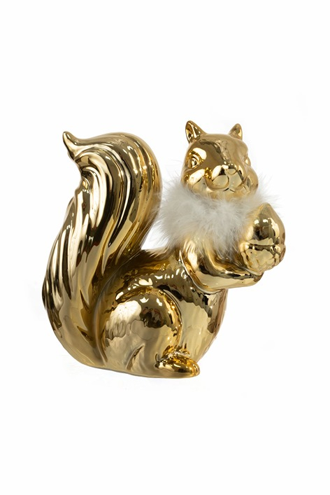 ΚΕΡΑΜΙΚΟΣ ΣΚΙΟΥΡΟΣ ΧΡΥΣΟΣ ΜΕ ΠΟΥΠΟΥΛΟ ΛΕΥΚΟ 16,5Χ16Χ8ΕΚ