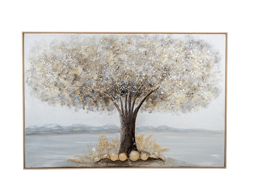 ΠΙΝΑΚΑΣ ΖΩΓΡΑΦΙΚΗΣ ΔΕΝΤΡΟ ΣΕ ΚΑΜΒΑ ΜΕ ΜΠΕΖ ΚΟΡΝΙΖΑ  82X122X4,5CM