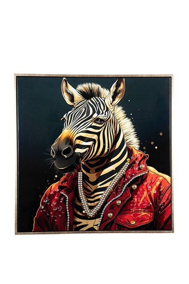 ΠΙΝΑΚΑΣ ΖΕΒΡΑ ΕΚΤΥΠΩΣΗ ΜΕ ΑΚΡΥΛΙΚΑ  ΣΕ ΚΑΜΒΑ ΜΕ ΧΡΥΣΗ ΚΟΡΝΙΖΑ   62,5X62,5X2,8