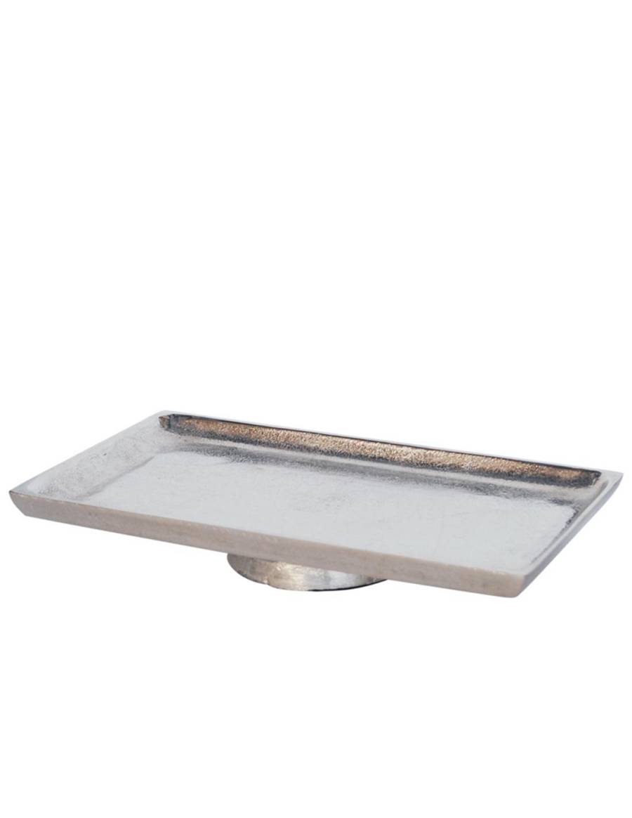 Πιατέλα μεταλ. Ασημί με πόδι 30Χ17,5Η3,5cm