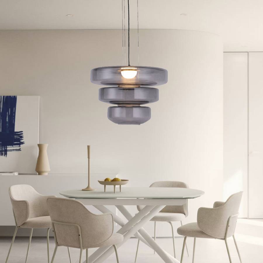 Inlight Κρεμαστό φωτιστικό από φιμέ γυαλί 12W 1644LM 3000K D:45x33cm (4070-Smoky)