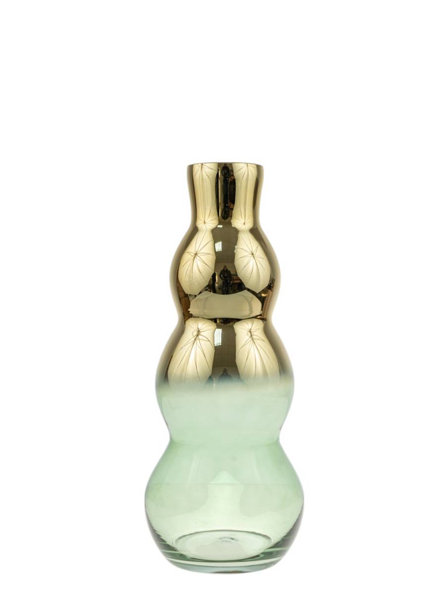 ΔΙΑΚΟΣΜΗΤΙΚΟ ΧΕΙΡΟΠΟΙΗΤΟ ΓΥΑΛΙΝΟ ΒΑΖΟ ΦΟΥΣΚΕΣ ΧΡΥΣΟ ΜΕ ΠΡΑΣΙΝΟ 16,5Χ40ΕΚ