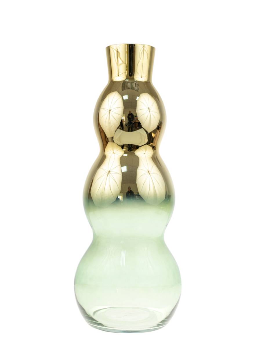 ΔΙΑΚΟΣΜΗΤΙΚΟ ΧΕΙΡΟΠΟΙΗΤΟ ΓΥΑΛΙΝΟ ΒΑΖΟ ΦΟΥΣΚΕΣ ΧΡΥΣΟ ΜΕ ΠΡΑΣΙΝΟ 19,8Χ50ΕΚ