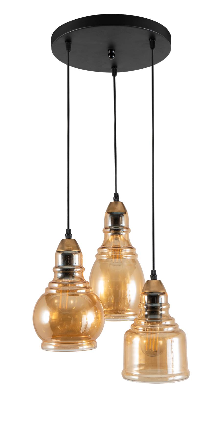 PDA 1258-3 ΡΑΓΑ ΜΕ ΜΕΛΙ 3ΣΧ. ΔΙΑΦΟΡΕΤΙΚΑ ΓΥΑΛΙΑ 3xE-27 40W