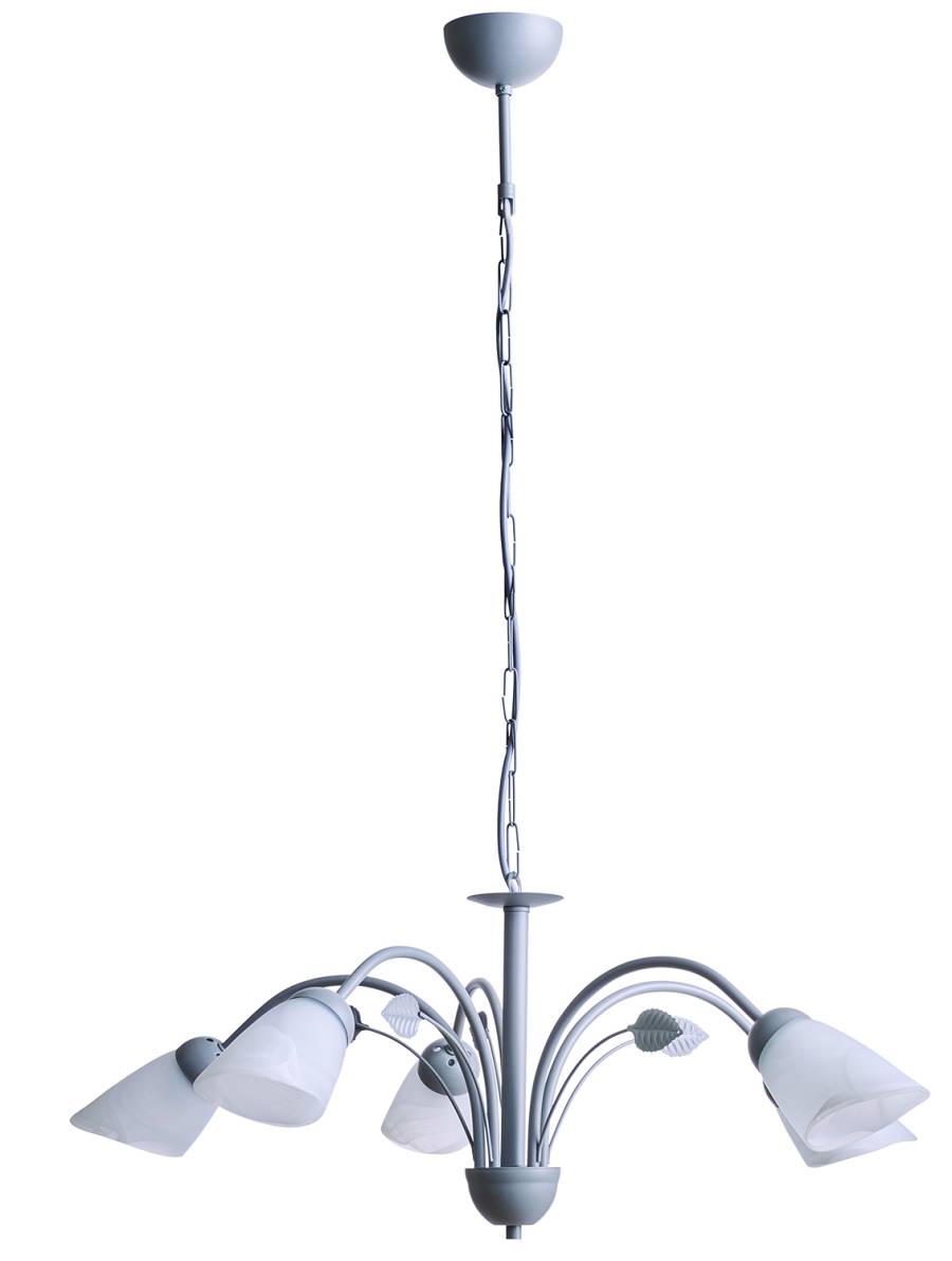 Φωτιστικό Πολύφωτο 5φ Μέταλλο ασημί/Γυαλί Ε14