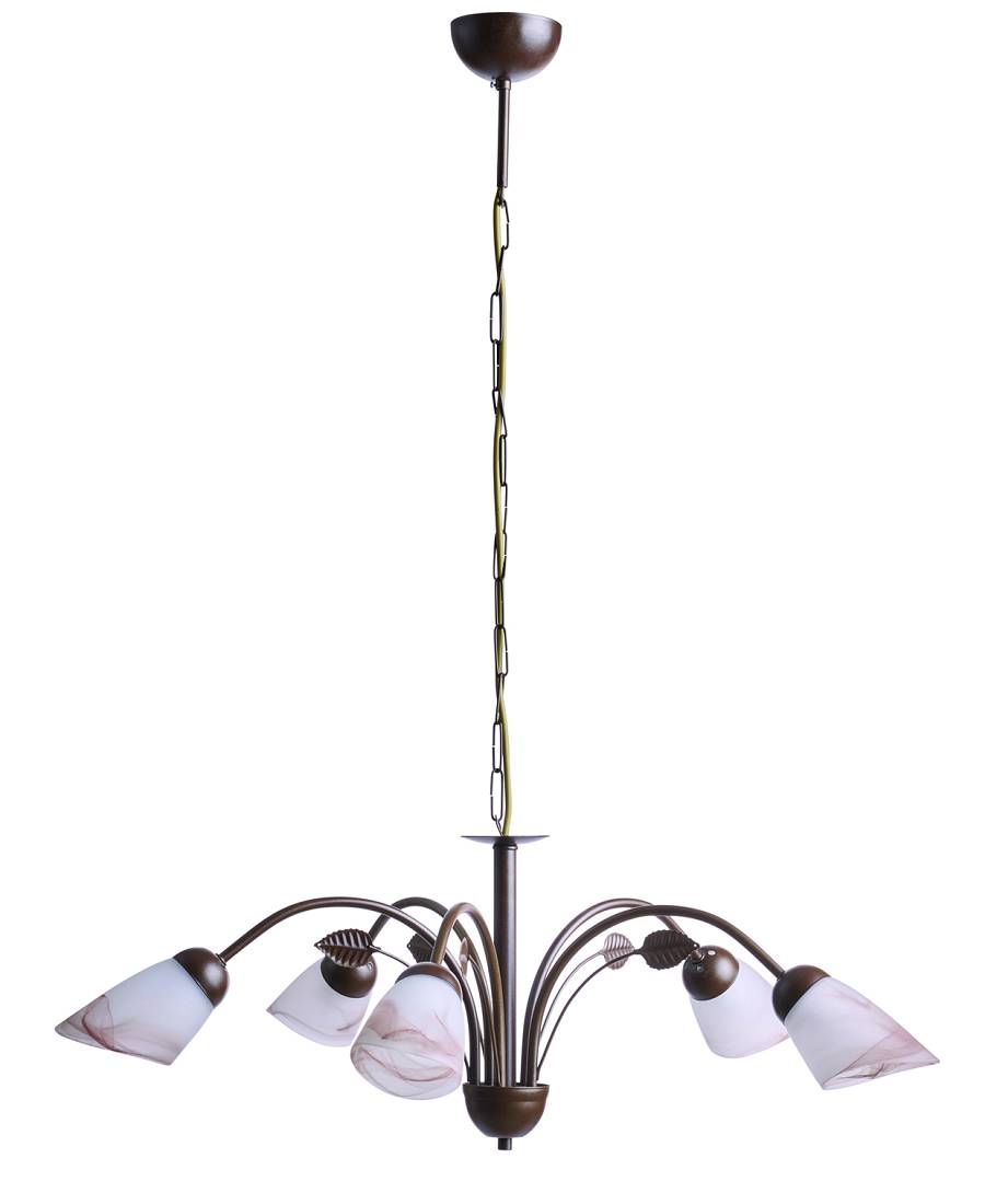 Φωτιστικό Πολύφωτο 5φ Μέταλλο καφέ/Γυαλί Ε14