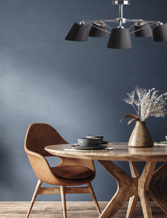 Φωτιστικό Πολύφωτο 5φ Μέταλλο/Αμπαζούρ χρώμιο Ε27