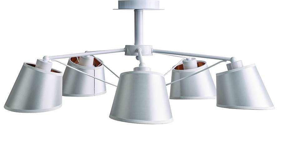 Φωτιστικό Πολύφωτο 5φ Μέταλλο/Αμπαζούρ λευκό Ε27