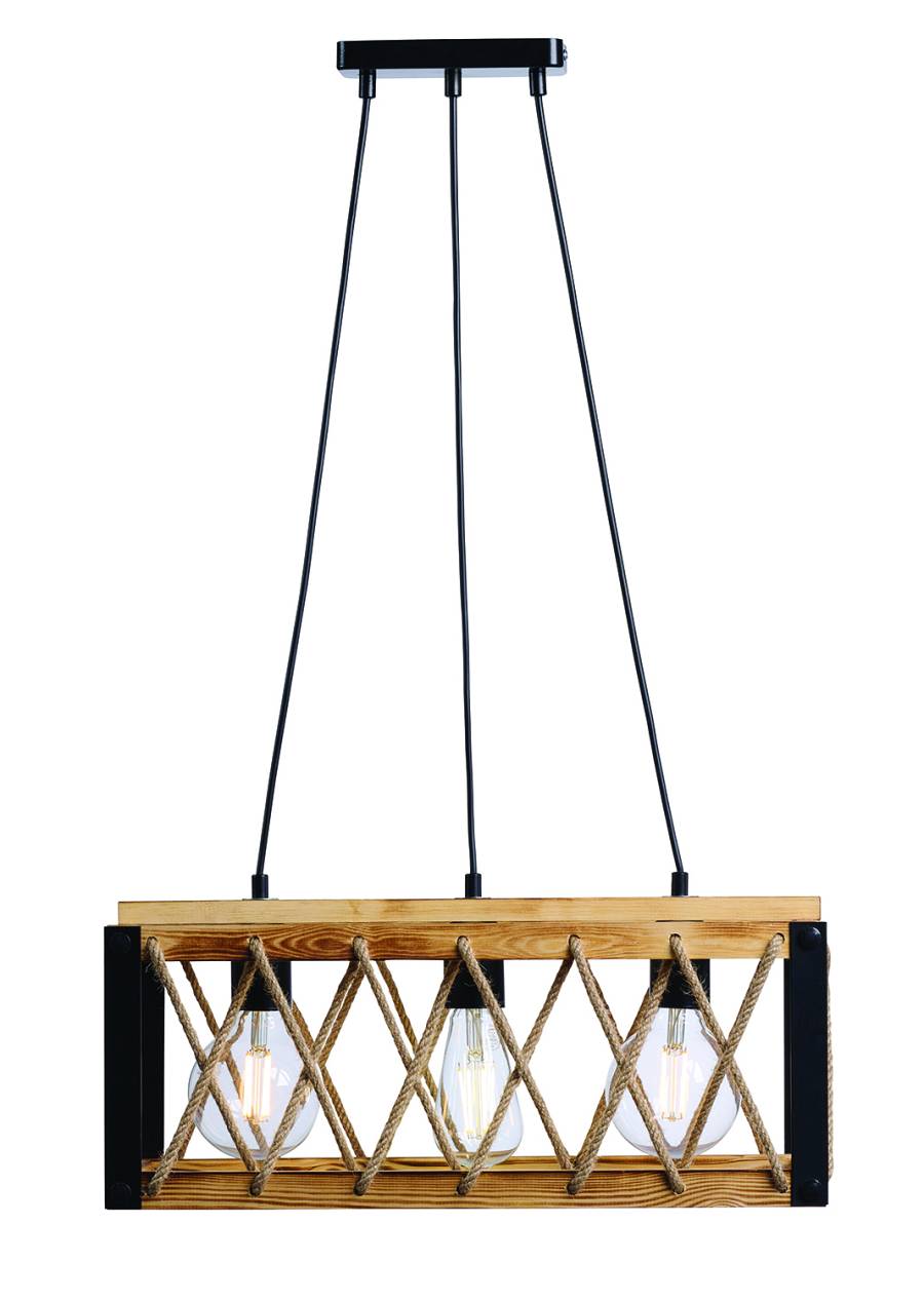 Φωτιστικό Πολύφωτο 3φ Μέταλλο μαύρο/Ξύλο Ε27