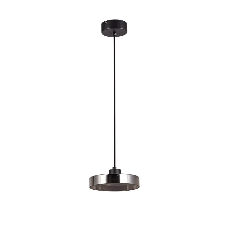 Inlight Κρεμαστό φωτιστικό  LED απο μαύρο μέταλλο και φιμέ γυαλί, 20x10cm, 3CCT και 1320LM (4075-1-Black/Smoky)