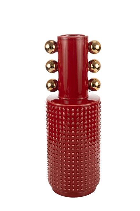 ΚΕΡΑΜΙΚΟ ΒΑΖΟ ΚΟΚΚΙΝΟ ΜΕ ΧΡΥΣΕΣ ΜΠΙΛΙΕΣ 14Χ14Χ40ΕΚ