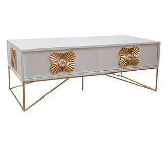 ΕΠΙΠΛΟ ΤΡΑΠΕΖΙ ΣΑΛΟΝΙΟΥ MDF ΛΕΥΚΟ ΧΡΥΣΟ 120Χ60Χ45ΕΚ