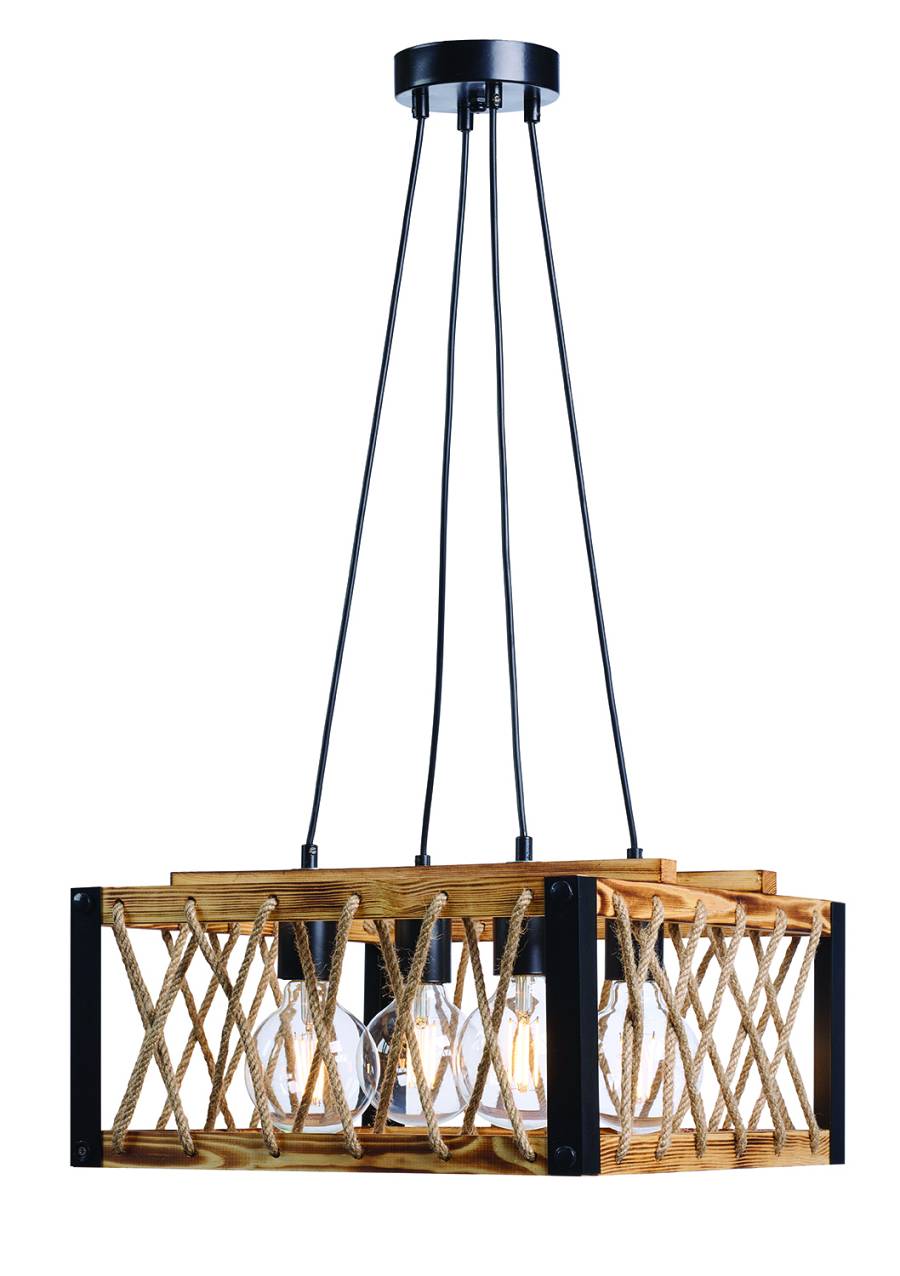 Φωτιστικό Πολύφωτο 4φ Μέταλλο μαύρο/Ξύλο Ε27