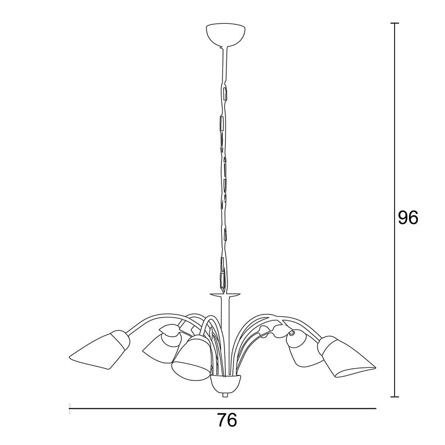 Φωτιστικό Πολύφωτο 5φ Μέταλλο καφέ/Γυαλί Ε14