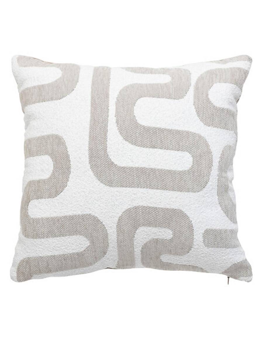 Μαξιλάρι ζακάρ λευκό/μπεζ σχέδια 40x40cm