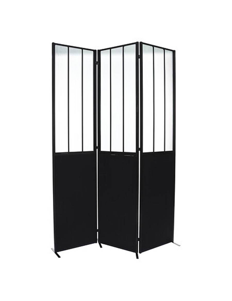 Παραβαν μεταλλικό μαύρο με τζάμι 120x170cm