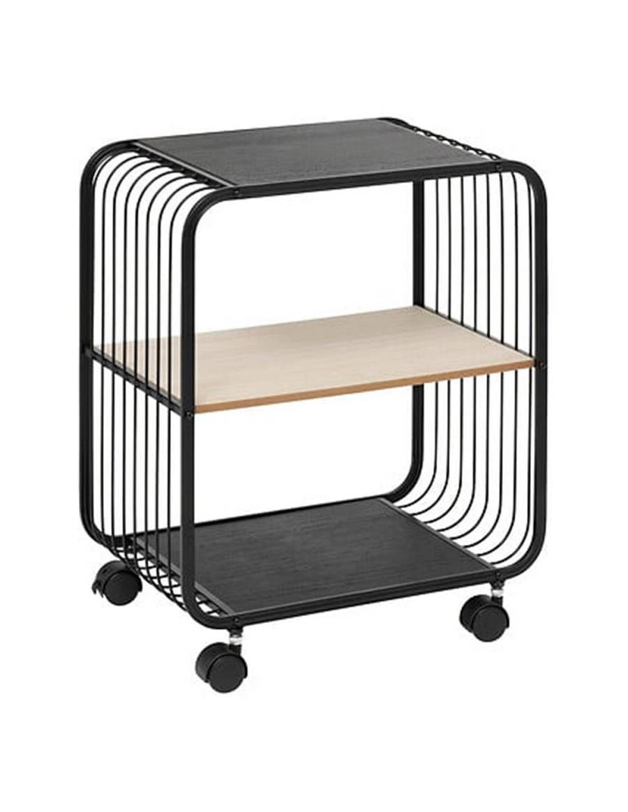 Ραφιέρα με ρόδες μεταλλική/ξύλο 43,3 x 28 x 53 cm