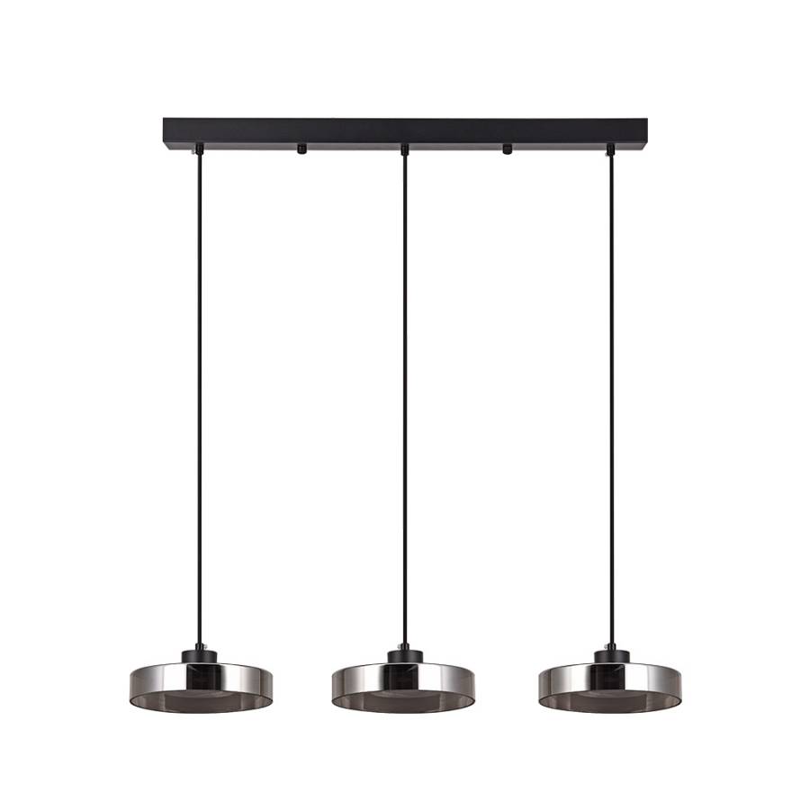 Inlight Κρεμαστό φωτιστικό LED απο μαύρο μέταλλο και φιμέ γυαλί, 70x200cm, 3CCT (Θερμό- Φυσικό- Ψυχρό Φως), Φωτεινότητα 3960LMκαι 3x12W (4075-3R-Black/Smoky)