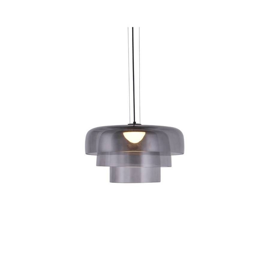 Inlight Κρεμαστό Φωτιστικό LED 12W 3CCT απο φιμέ γυαλί D:42x23cm (4068-Smoky)