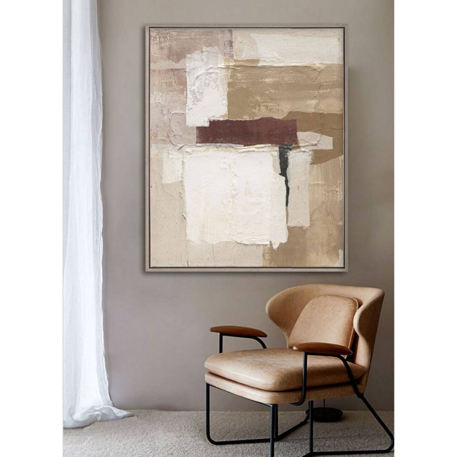 EMBRACE THE HAPPINESS ΠΙΝΑΚΑΣ ΔΙΑΚΟΣΜΗΣΗΣ 80x100x5 ΚΑΜΒΑΣ ΜΠΕΖ TERRACOTTA ΞΥΛΟ ΦΥΣΙΚΟ