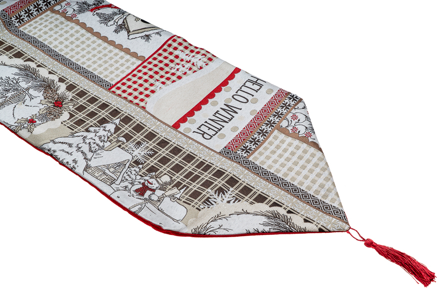 ΧΡΙΣΤΟΥΓΕΝΝΙΑΤΙΚΟ ΡΑΝΕΡ ΓΚΡΙ ΚΟΚΚΙΝΟ ΓΥΑΛΙΣΤΕΡΟ ΜΕ ΔΙΑΦΟΡΕΣ ΠΑΡΑΣΤΑΣΕΙΣ ΜΙΞ 35Χ180ΕΚ