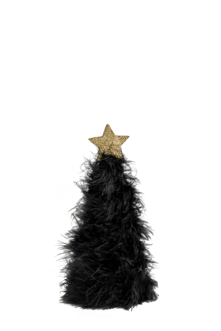 ΔΕΝΤΡΟ ΧΡΙΣΤΟΥΓΕΝΝΙΑΤΙΚΟ ΠΟΥΠΟΥΛΟ ΜΑΥΡΟ  ΜΕ ΧΡΥΣΟ ΑΣΤΕΡΙ 6,5Χ6,5Χ17,5ΕΚ