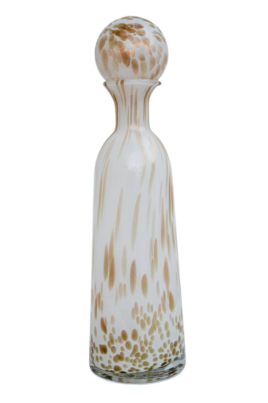 ΓΥΑΛΙΝΗ ΚΑΡΑΦΑ ΦΥΣΙΤΗ ΧΕΙΡΟΠΟΙΗΤΗ ΜΕ ΚΑΦΕ ΒΟΥΛΕΣ.ΜΕΓΕΘΟΣ  12,5Χ212,5Χ44ΕΚ