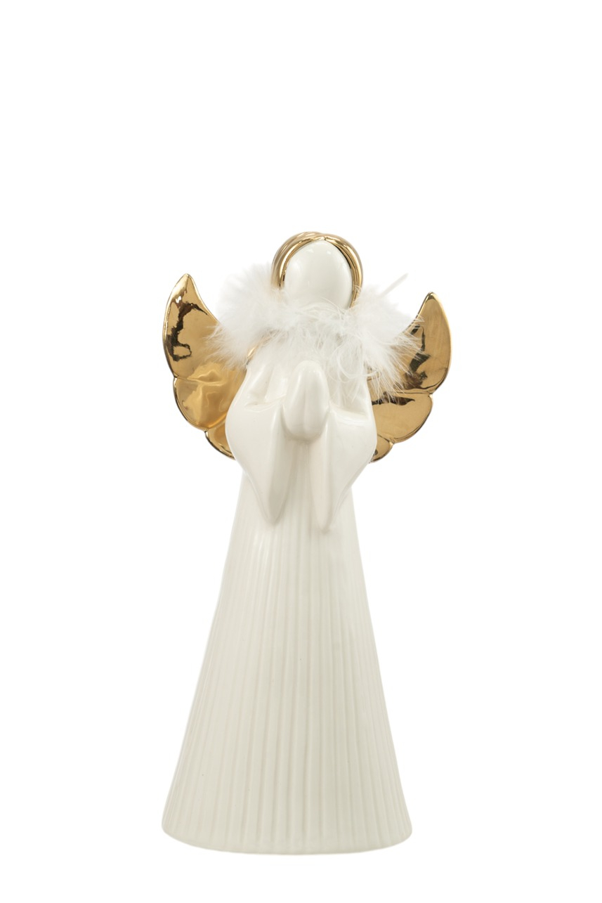 ΧΡΙΣΤΟΥΓΕΝΝΙΑΤΙΚΟΣ ΚΕΡΑΜΙΚΟΣ ΑΓΓΕΛΟΣ ΜΕ ΛΕΥΚΟ ΠΟΥΠΟΥΛΟ ΛΕΥΚΟΣ ΧΡΥΣΟΣ 13Χ8,7Χ26ΕΚ