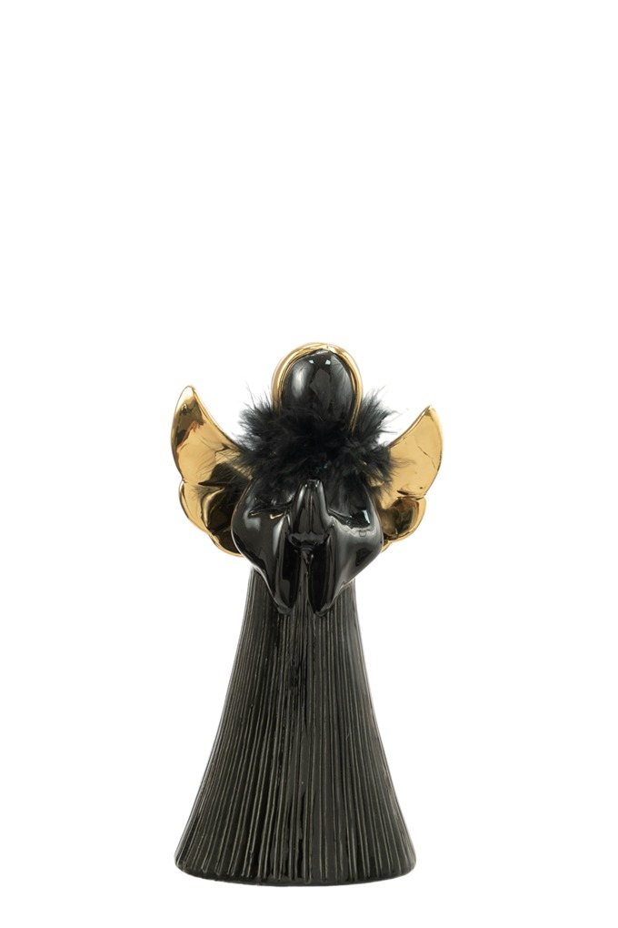 ΧΡΙΣΤΟΥΓΕΝΝΙΑΤΙΚΟΣ ΚΕΡΑΜΙΚΟΣ ΑΓΓΕΛΟΣ ΜΕ ΜΑΥΡΟ ΠΟΥΠΟΥΛΟ  ΜΑΥΡΟΣ ΧΡΥΣΟΣ 11,5Χ7,8Χ21,5ΕΚ