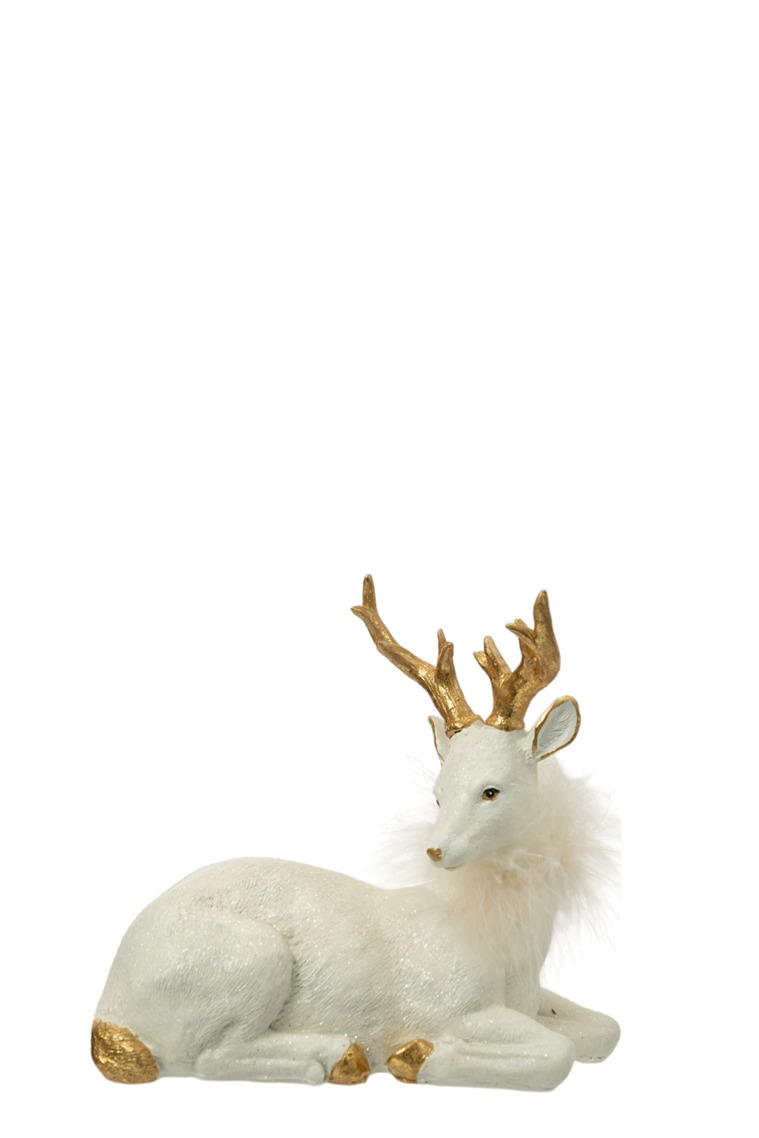 ΧΡΙΣΤΟΥΓΕΝΝΙΑΤΙΚΟΣ ΠΟΛΥΕΣΤΕΡΙΚΟΣ  ΤΑΡΑΝΔΟΣ ΚΑΘΙΣΤΟΣ ΛΕΥΚΟΣ ΧΡΥΣΟΣ ΜΕ ΛΕΥΚΟ ΠΟΥΠΟΥΛΟ 17Χ8,5Χ15,5ΕΚ