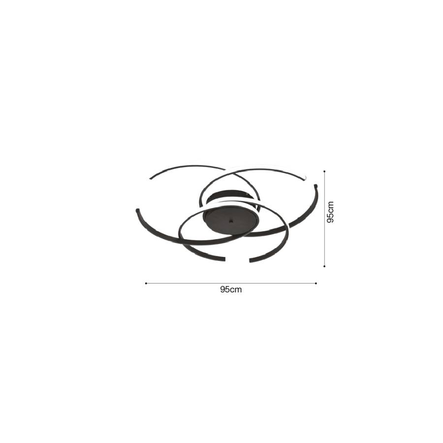 Inlight Πλαφονιέρα οροφής LED 100W 3CCT σε μαύρη απόχρωση D:95cm (6111-A)