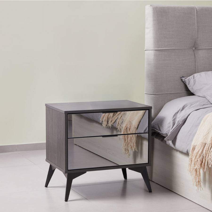 SPECCHIO ΚΟΜΟΔΙΝΟ 2ΣΥΡΤΑΡΙΑ ΜΑΥΡΟ OAK ΚΑΘΡΕΠΤΗΣ 58x39x55