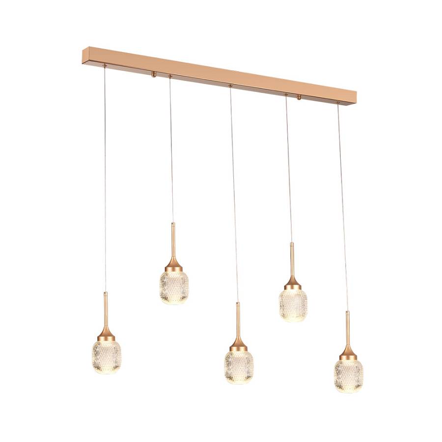 Inlight Κρεμαστό φωτιστικό LED 5*10W από χρυσαφί μέταλλο και ακρυλικό D:60x200cm (4077R-5-Golden)