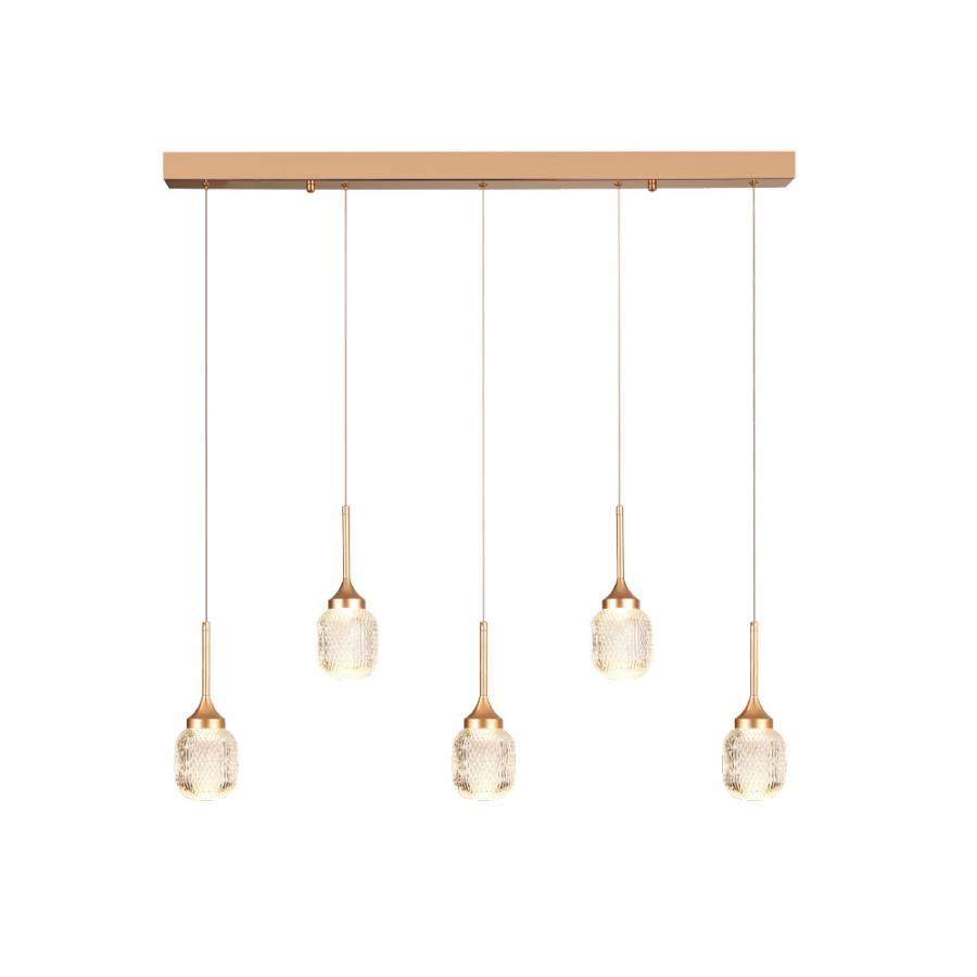 Inlight Κρεμαστό φωτιστικό LED 5*10W από χρυσαφί μέταλλο και ακρυλικό D:60x200cm (4077R-5-Golden)