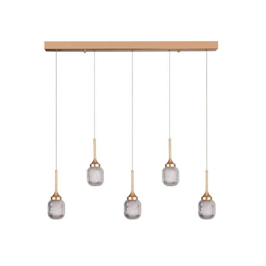 Inlight Κρεμαστό φωτιστικό LED 5*10W από χρυσαφί μέταλλο και ακρυλικό D:60x200cm (4077R-5-Golden)