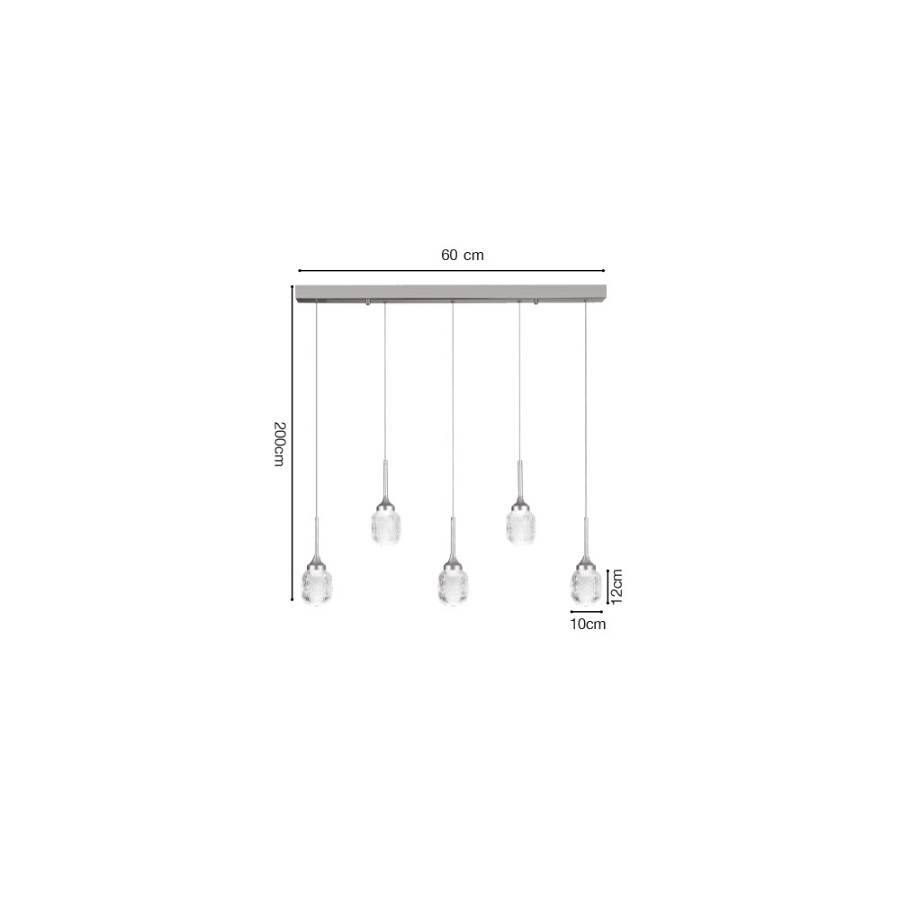 Inlight Κρεμαστό φωτιστικό LED 5*10W από χρυσαφί μέταλλο και ακρυλικό D:60x200cm (4077R-5-Golden)